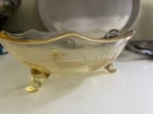 Vintage Lancaster Pauline Depression Yellow Glass Candy dish, footed ca 1931