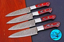 CUSTOM HANDMADE FORGED DAMASCUS STEEL STEAK KNIFE CHEF KNIFE KITCHEN SET 1512