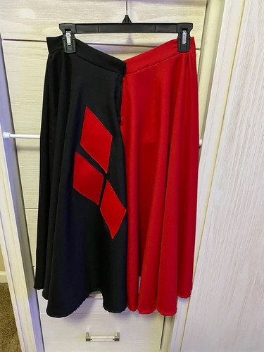Handmade Harley Quinn Rockabilly Poodle Skirt Cosplay Red/Black Womens Size L - Picture 4 of 5