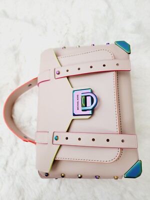 Michael Kors Studded Oil Slick Manhattan Small Soft Pink Contrast