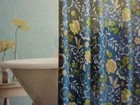 Home Blue Floral 100% Cotton Fabric Shower Curtain 72" x 72" Nip