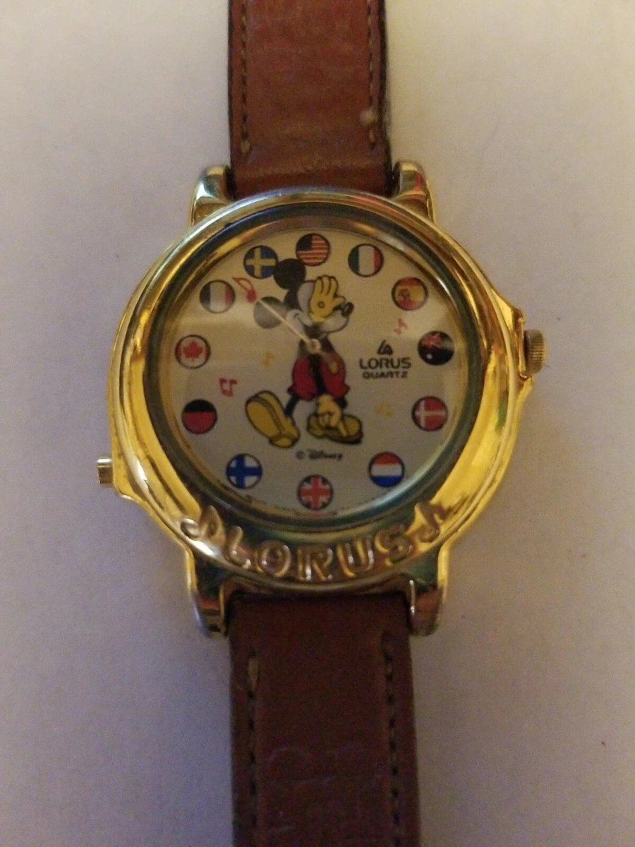 Vintage Lorus Disney Mickey Mouse Musical Small World Watch New Battery