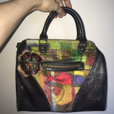 Desigual shoulder bag purse, flower theme, vegan leather