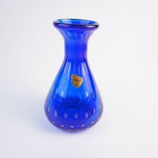 Vase Joska Mundgeblasen Waldglashütte Bodenmais blau ca. 21 cm Luftblasen 60er
