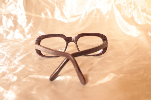 Vintage Eyeglasses Frame Brown Rectangle Plastic Eyewear Glasses 1970s Rare - Picture 9 of 12