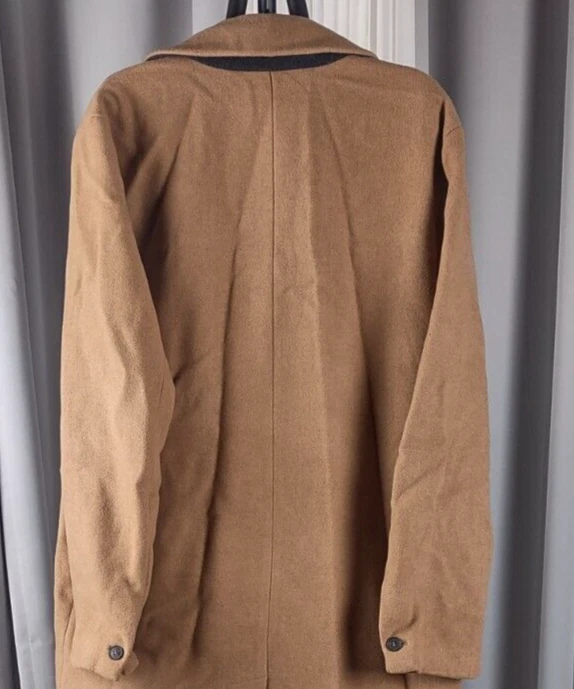 Urban Outfitters Men's Wool Blend Brown 3 Button 2 Pocket Trench Coat Size Large - Image 4 of 4