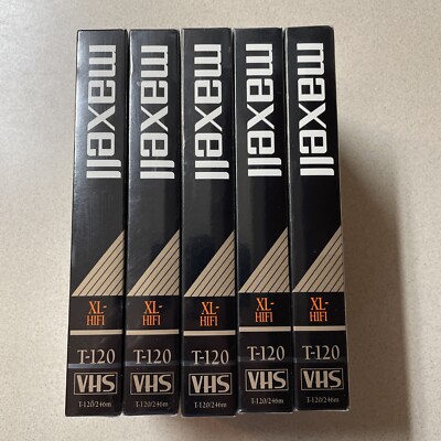 5 VHS Magnetite Maxwell-6Hrs T120 -XL-HIFI Extended Play Mode, New And Sealed