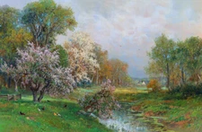 Vibrant spring landscape Oil painting Giclee Art HD Printed on canvas L3406