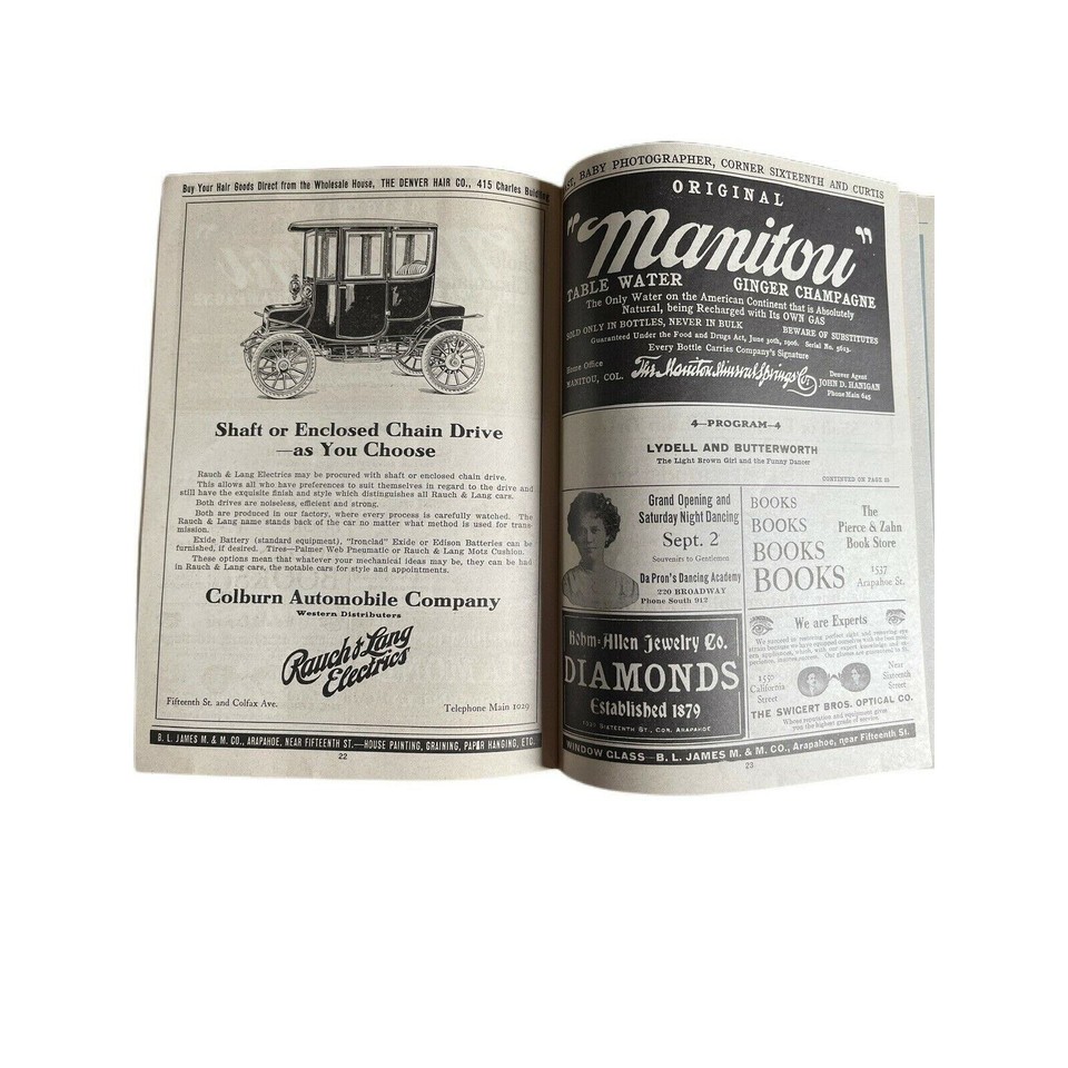 Atq Copyright 1910 Theatre Program Orpheum Denver Theater Program Paper