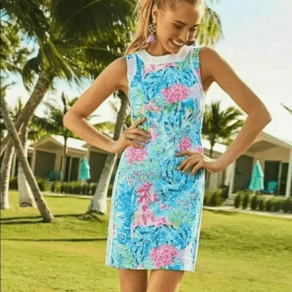 Lilly Pulitzer Milia Sink Swim Blue Pink Floral Lace Shift