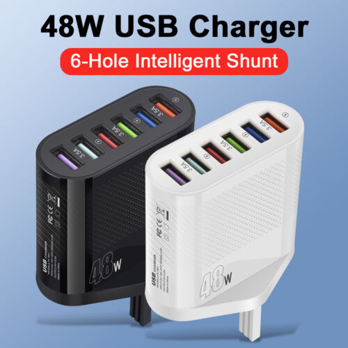US 6 Port Fast Quick Charge QC 3.0 USB Hub Wall Home Charger Power Adapter Plug