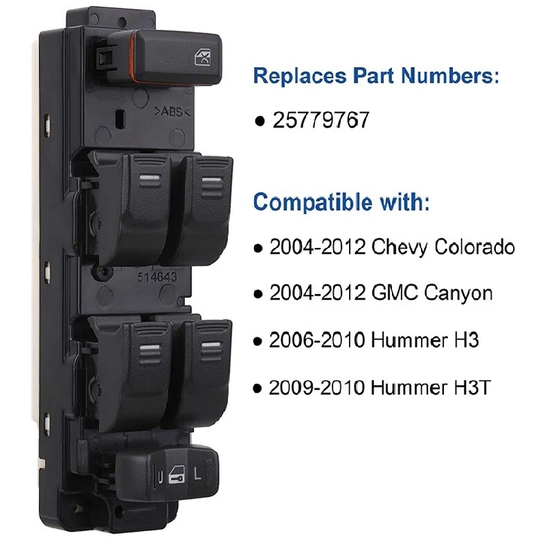 Master Window Control Switch for 04-12 Chevy Colorado /GMC Canyon /Hummer H3/H3T Foto 4 de 4
