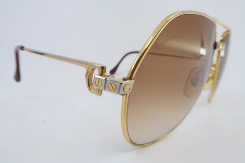 Vintage Cartier PARIS gold plated sunglasses Vendome Santos 59-14 533259