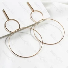 11cm large GOLD FASHION thin metal BIG HOOP EARRINGS geometric CIRCLE DROP HOOPS