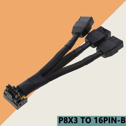 Graphics Card 3x8pin to 16Pin Video Card Power Cord Wire 12VHPWR GPU Cable 15cm - Afbeelding 4 van 7