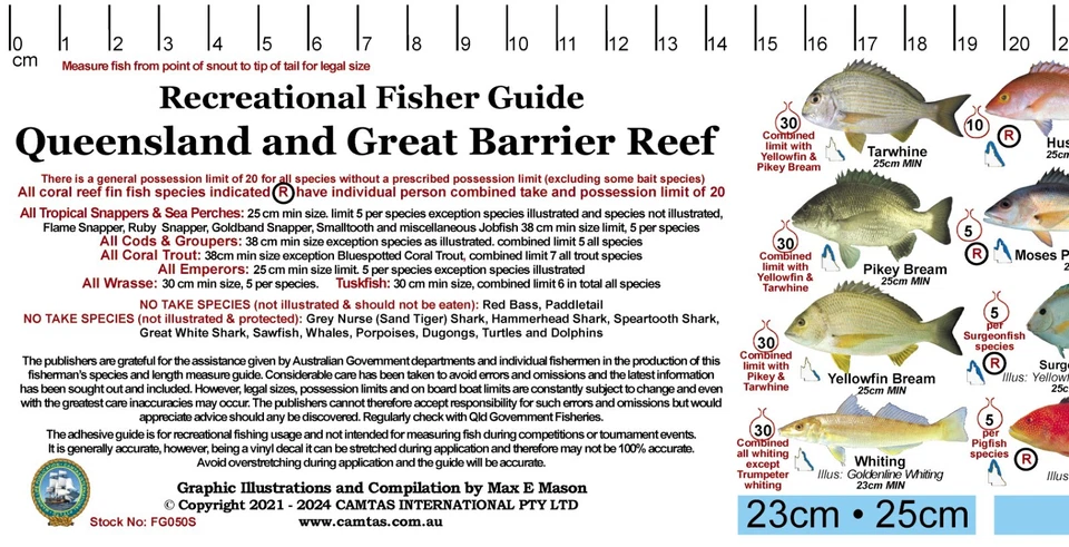 Calcomanía adhesiva Fish Measure QLD y Gran Barrera de Coral  Foto 2 de 4