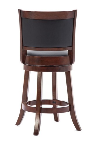 1pk Counter Height High Back Swivel Kitchen Wood Bar Stools Dining Chair Cherry - Picture 3 of 24