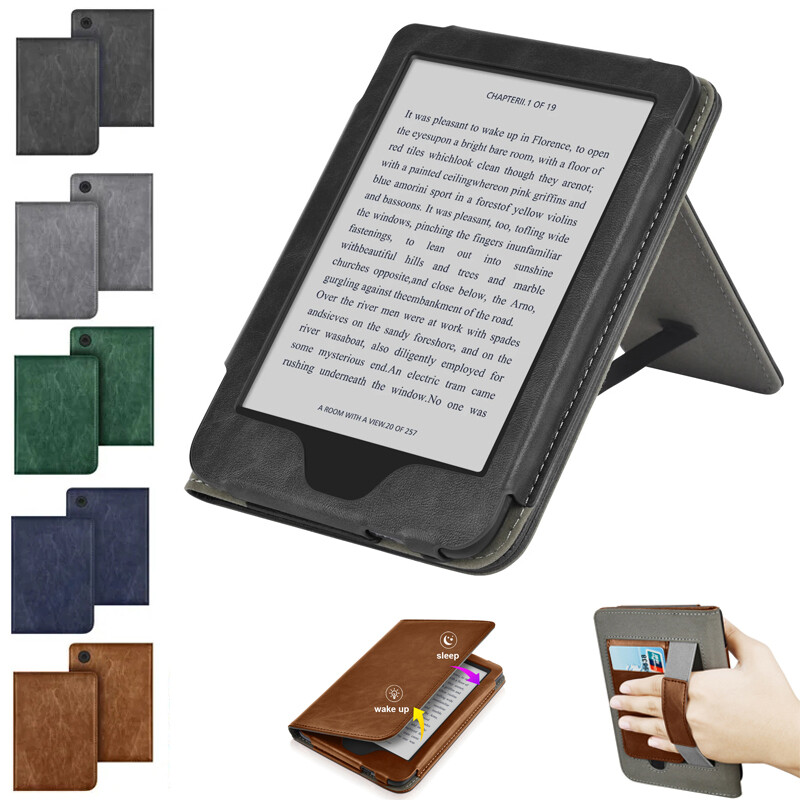 For Kobo Clara Colour/BW/2E Case With Hand Strap PU Leather Stand