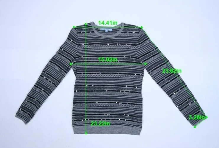 Женский пуловер Antonio Melani серый в полоску шерстяная смесь с длинным рукавом размер S - Изображение 2 из 4