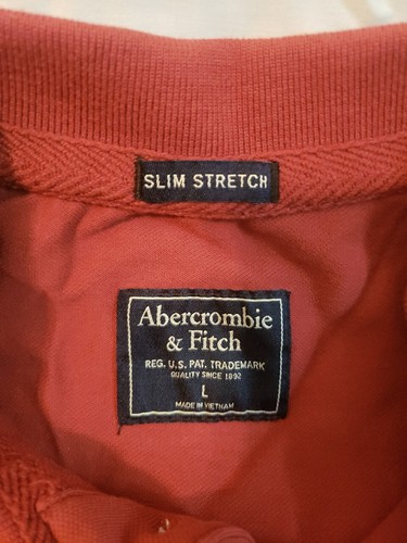 Abercrombie & Fitch Mens Polo Size L Slim Burgundy Short Sleeve Embroidered Logo - Picture 4 of 7