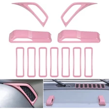 11Pc Exterior Accessories Hood Vent Hinge Cover for Jeep Wrangler 2018-2022 Pink