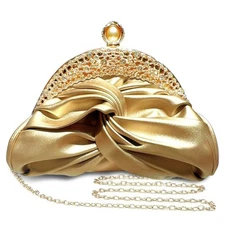 Clutch Purses for Women Evening Clutch Pearl Bag Soft Leather Evening Gold