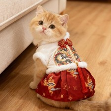 Cat Dog Pet Dress Clothes Costume Tang Suit Chinese Party Puppy Winter One Piece