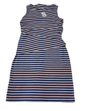 J. McLaughlin Nicola Blue White Red Striped Tiered Sheath Dress Size Medium