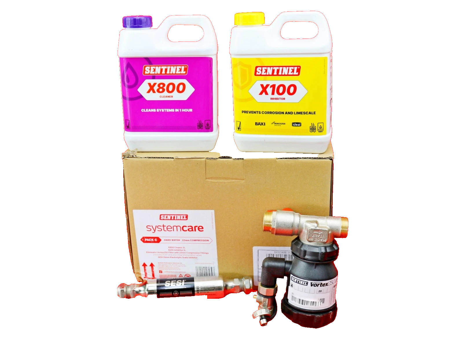 Sentinel Boiler SystemCare Pack C Vortex 300 With 22mm Valve, SESI, X100 & X800