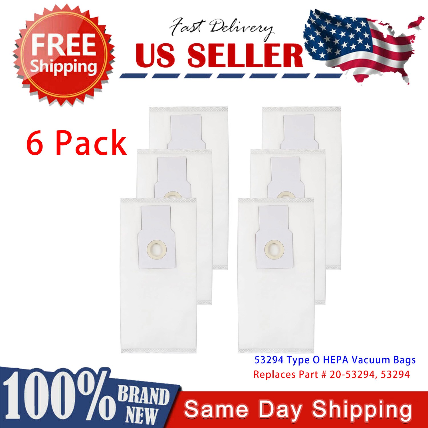 6 Pack Vacuum Bags for Kenmore 50688, 5069, 50009, 50010 Upright Vacuums