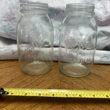 Two Vintage Longlife Mason Canning QUART Jars