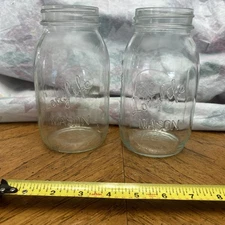 Two Vintage Longlife Mason Canning QUART Jars 