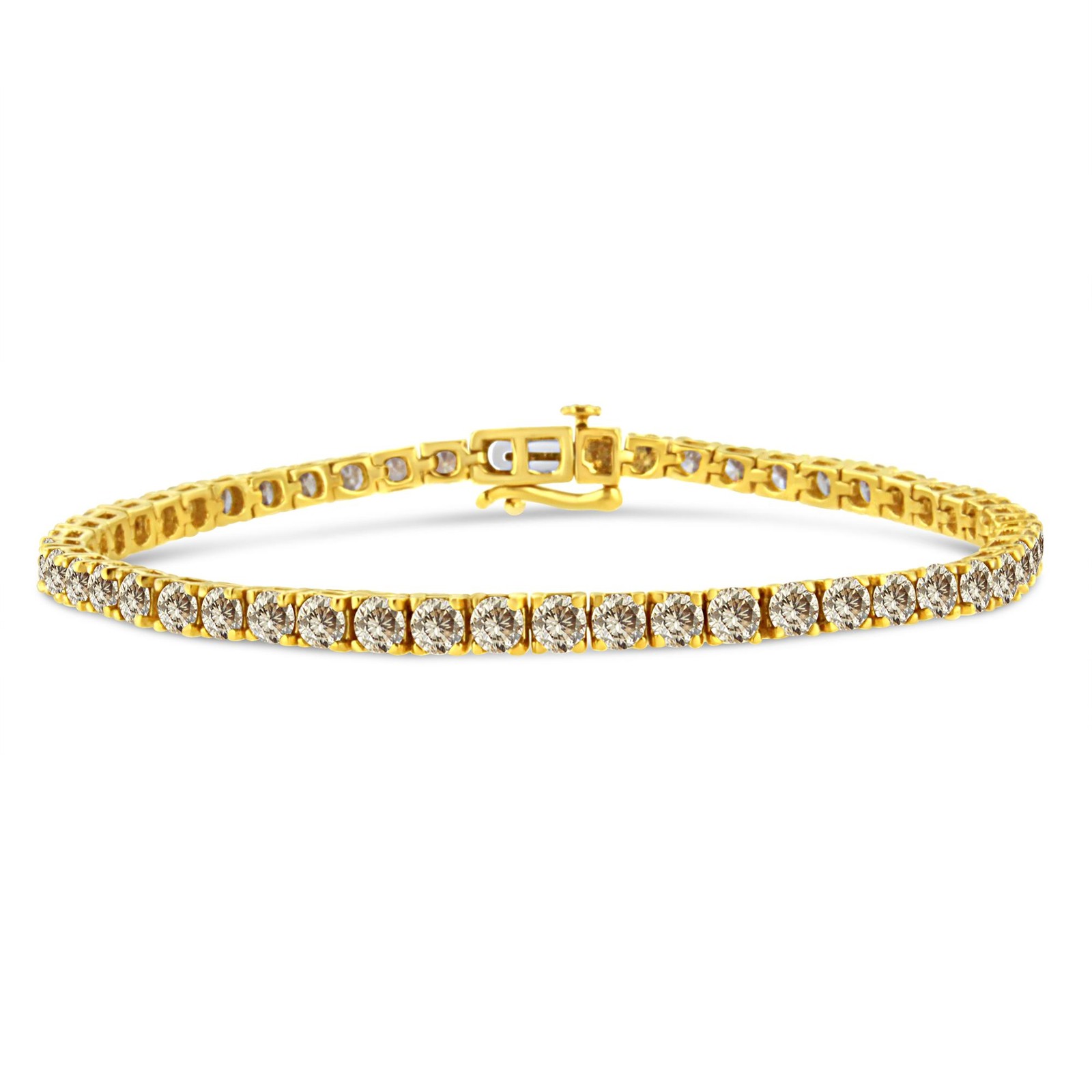 14K Yellow Gold Plated 8 Carat Diamond Classic Bracelet in Sterling Silver