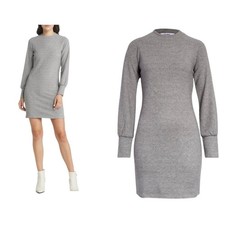 Steve Madden Gray Crissy Long Sleeve Rib Sweater Dress Medium NWT