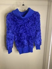 Sideffects blue vintage shaggy turtleneck sweater with elastic waistband