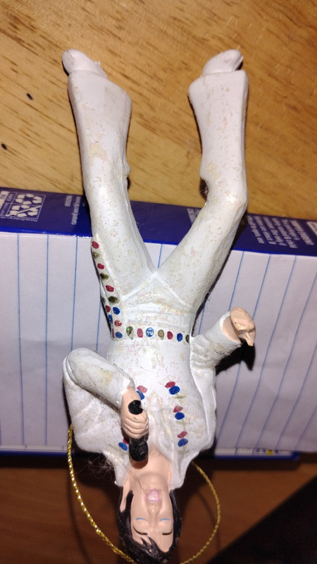 Elvis Presley White Jumpsuit Glitter Christmas Ornament, Plastic, 1 Count