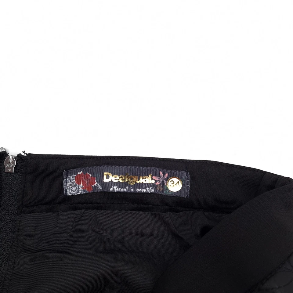 Desigual Vintage A-Linien Minirock Schwarz Floral Rz5 Größe 44 - Bild 3 von 4