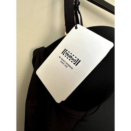 $260 Wolford Stretch Silk Bodysuit NEW Wired Bodysuit in Black Size MB - Picture 3 of 12