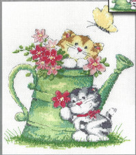 Design Works Counted Cross Stitch Kit  Watering Can Cats  NIP