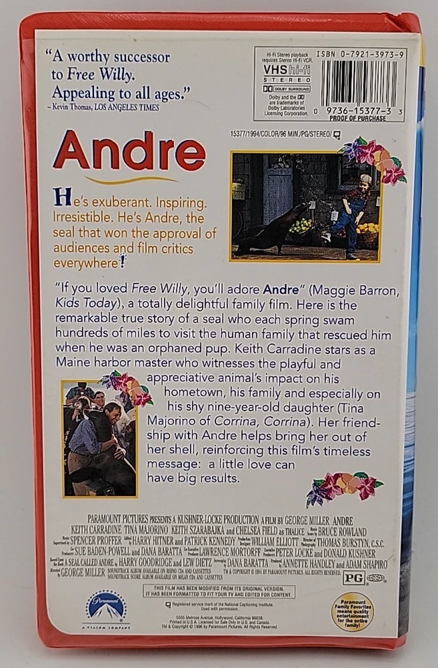 Andre (VHS, 1995, Clamshell) Red Case — 第 2/3 张图片
