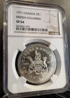 1971 Canada Silver Dollar British Columbia SP 64 Specimen 50% Silver ASW .375 OZ