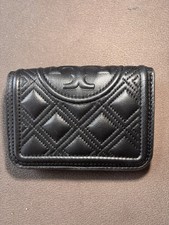 Tory Burch Small Fleming Black Quilted Leather Wallet