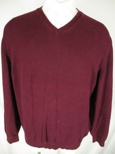 Brooks Brothers Mens Burgundy Vneck Cotton Sweater XL USA Made