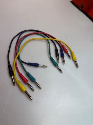 Lot of 5 1/4  TRS Male Audio Patch Cables 21  Color Coded Tested