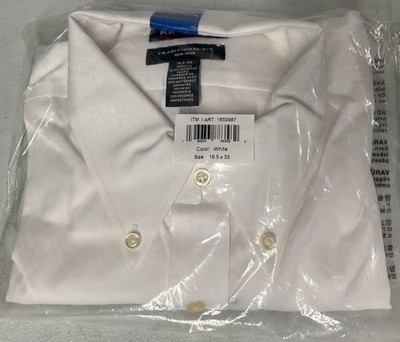 kirkland white dress shirts Kirkland Signature Men's Dress Shirt Traditional Fit Non-Iron 16.5x33 WHITE NEW