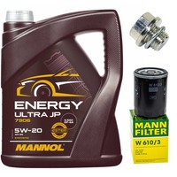 MotoröL Filter Set Mannol 5W-20 5 Liter + Schraube FüR Mitsubishi ASX L 300 III
