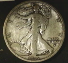 1916-D-- US Walking Liberty Silver Half 50c VG+ +