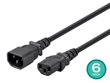 Monoprice Extension Cord - 6ft - Black (6-Pack) IEC 60320 C14 to IEC 60320 C13
