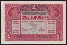 Austria 2 Kronen 1919 Vintage Old Paper Money Banknote Currency Note XF