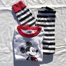 Hanna Andersson Disney Pajama Set Unisex Kids 130 US 8 Mickey Mouse Red Black